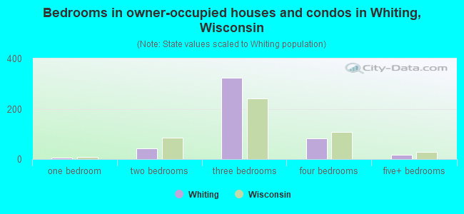 Bedrooms in owner-occupied houses and condos in Whiting, Wisconsin