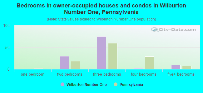 Bedrooms in owner-occupied houses and condos in Wilburton Number One, Pennsylvania