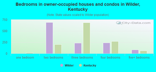 Bedrooms in owner-occupied houses and condos in Wilder, Kentucky