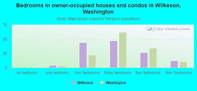 Bedrooms in owner-occupied houses and condos in Wilkeson, Washington