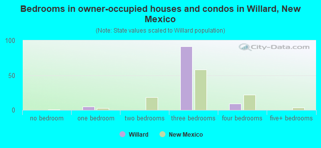 Bedrooms in owner-occupied houses and condos in Willard, New Mexico