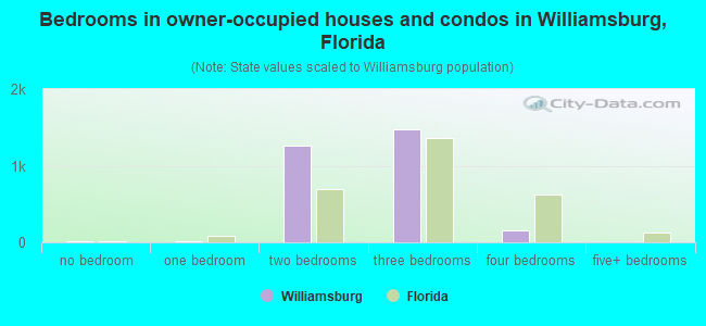 Bedrooms in owner-occupied houses and condos in Williamsburg, Florida