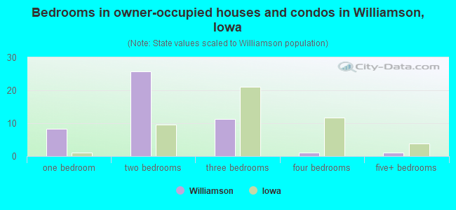 Bedrooms in owner-occupied houses and condos in Williamson, Iowa