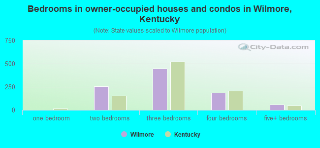 Bedrooms in owner-occupied houses and condos in Wilmore, Kentucky