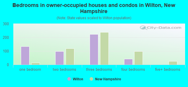 Bedrooms in owner-occupied houses and condos in Wilton, New Hampshire
