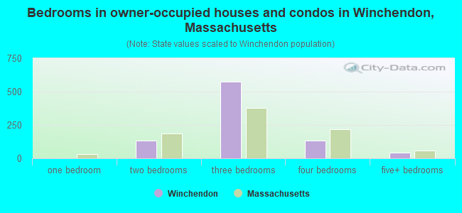 Bedrooms in owner-occupied houses and condos in Winchendon, Massachusetts