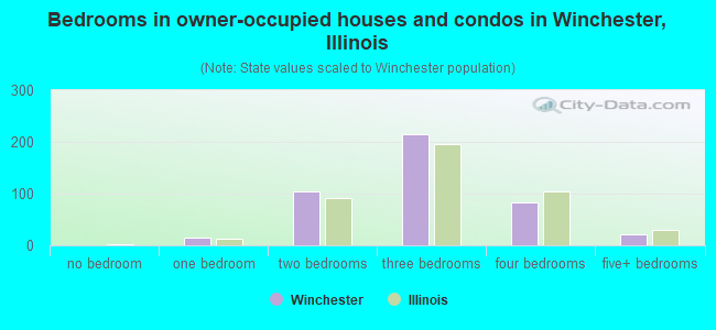 Bedrooms in owner-occupied houses and condos in Winchester, Illinois