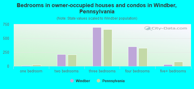 Bedrooms in owner-occupied houses and condos in Windber, Pennsylvania