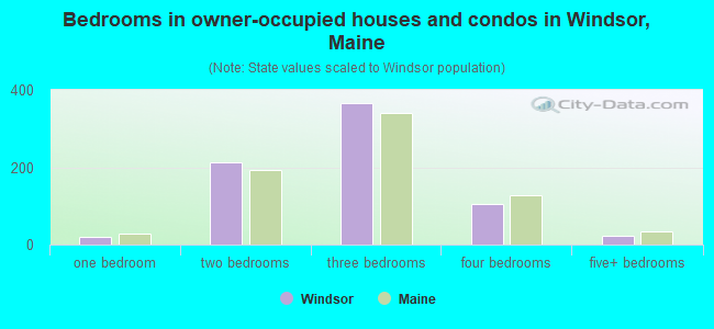 Bedrooms in owner-occupied houses and condos in Windsor, Maine