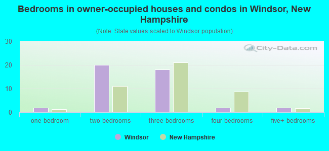 Bedrooms in owner-occupied houses and condos in Windsor, New Hampshire