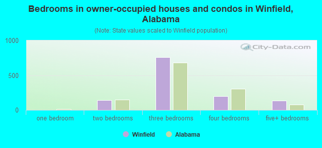 Bedrooms in owner-occupied houses and condos in Winfield, Alabama