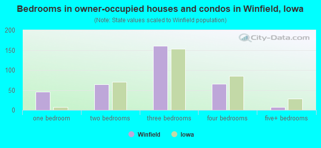 Bedrooms in owner-occupied houses and condos in Winfield, Iowa