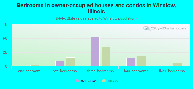 Bedrooms in owner-occupied houses and condos in Winslow, Illinois