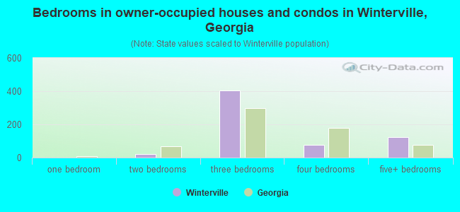 Bedrooms in owner-occupied houses and condos in Winterville, Georgia