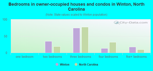 Bedrooms in owner-occupied houses and condos in Winton, North Carolina