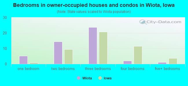 Bedrooms in owner-occupied houses and condos in Wiota, Iowa