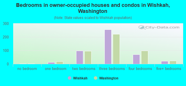 Bedrooms in owner-occupied houses and condos in Wishkah, Washington