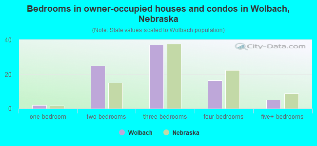 Bedrooms in owner-occupied houses and condos in Wolbach, Nebraska