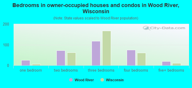Bedrooms in owner-occupied houses and condos in Wood River, Wisconsin