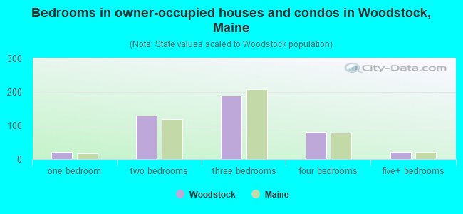 Bedrooms in owner-occupied houses and condos in Woodstock, Maine