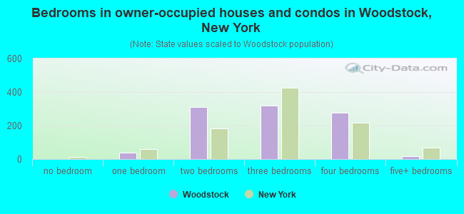 Bedrooms in owner-occupied houses and condos in Woodstock, New York