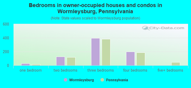 Bedrooms in owner-occupied houses and condos in Wormleysburg, Pennsylvania