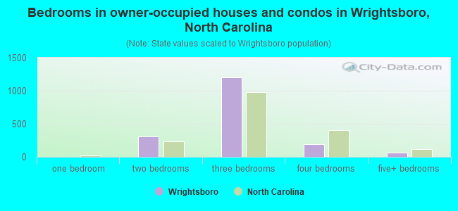Bedrooms in owner-occupied houses and condos in Wrightsboro, North Carolina