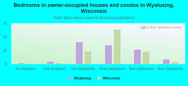 Bedrooms in owner-occupied houses and condos in Wyalusing, Wisconsin