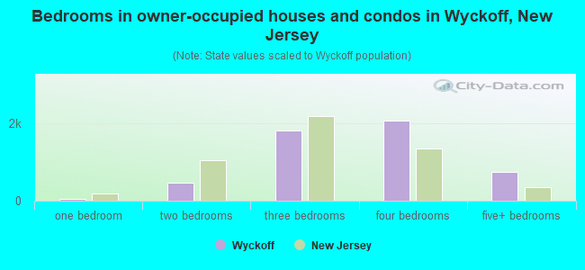 Bedrooms in owner-occupied houses and condos in Wyckoff, New Jersey