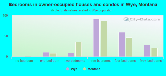 Bedrooms in owner-occupied houses and condos in Wye, Montana