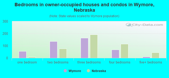 Bedrooms in owner-occupied houses and condos in Wymore, Nebraska
