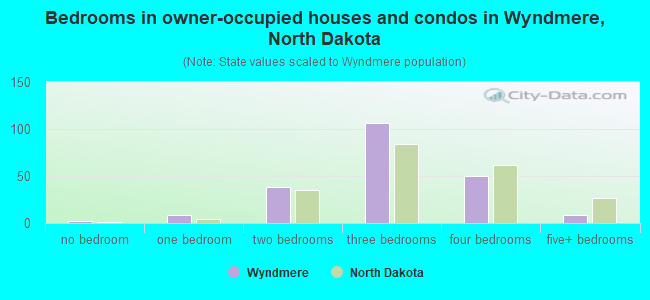Bedrooms in owner-occupied houses and condos in Wyndmere, North Dakota
