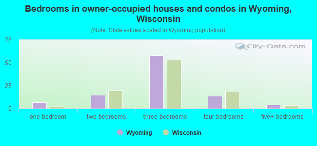 Bedrooms in owner-occupied houses and condos in Wyoming, Wisconsin