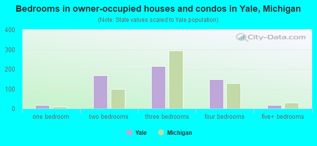 Bedrooms in owner-occupied houses and condos in Yale, Michigan