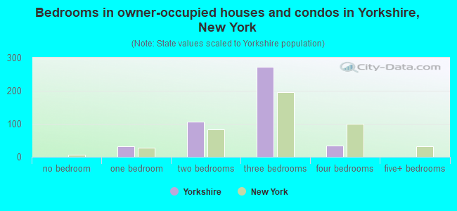 Bedrooms in owner-occupied houses and condos in Yorkshire, New York