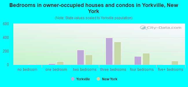 Bedrooms in owner-occupied houses and condos in Yorkville, New York