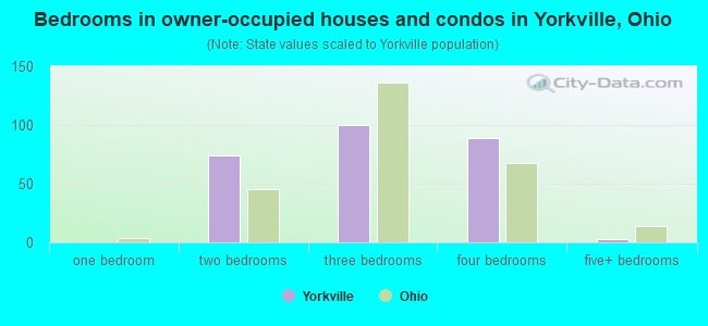 Bedrooms in owner-occupied houses and condos in Yorkville, Ohio
