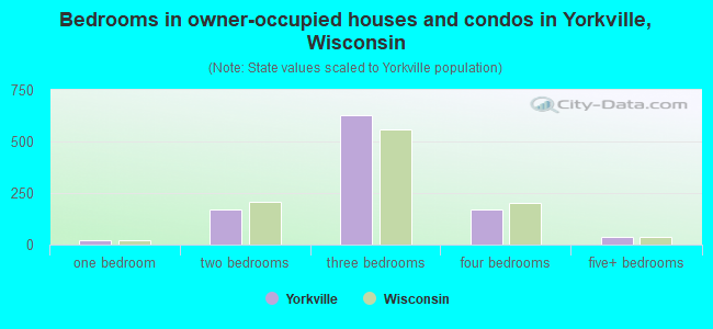 Bedrooms in owner-occupied houses and condos in Yorkville, Wisconsin