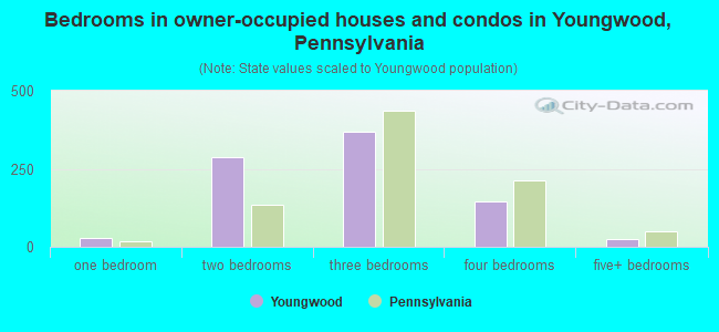 Bedrooms in owner-occupied houses and condos in Youngwood, Pennsylvania