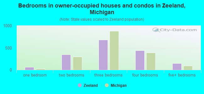 Bedrooms in owner-occupied houses and condos in Zeeland, Michigan