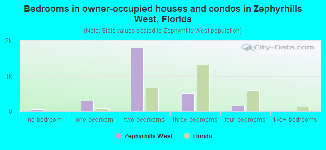 Bedrooms in owner-occupied houses and condos in Zephyrhills West, Florida