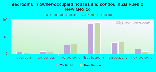 Bedrooms in owner-occupied houses and condos in Zia Pueblo, New Mexico