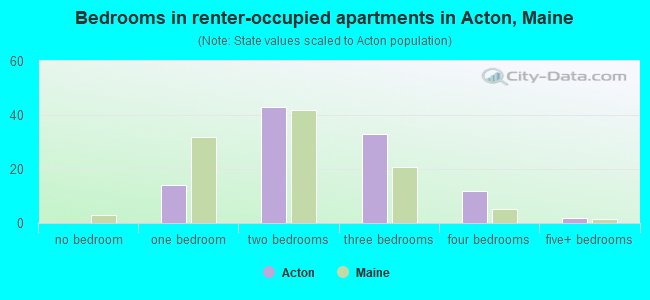 Bedrooms in renter-occupied apartments in Acton, Maine