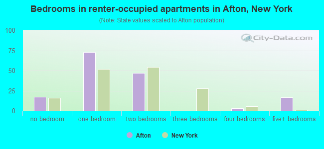 Bedrooms in renter-occupied apartments in Afton, New York
