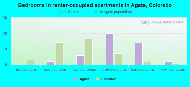 Bedrooms in renter-occupied apartments in Agate, Colorado