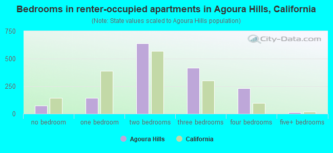 Bedrooms in renter-occupied apartments in Agoura Hills, California