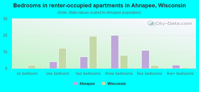 Bedrooms in renter-occupied apartments in Ahnapee, Wisconsin