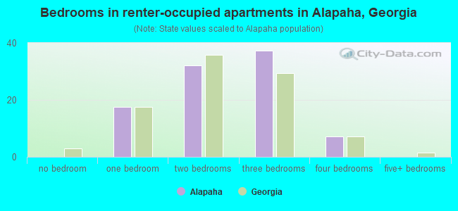 Bedrooms in renter-occupied apartments in Alapaha, Georgia