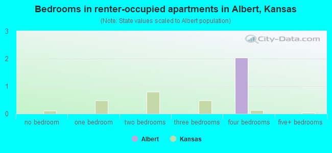 Bedrooms in renter-occupied apartments in Albert, Kansas