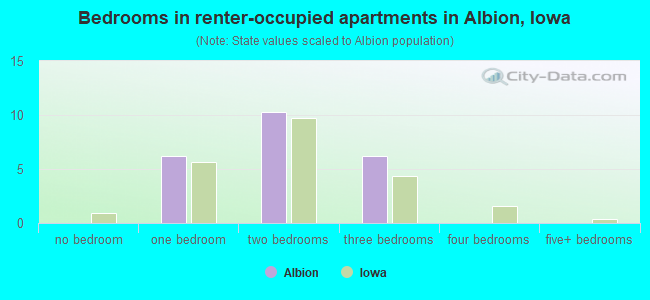 Bedrooms in renter-occupied apartments in Albion, Iowa
